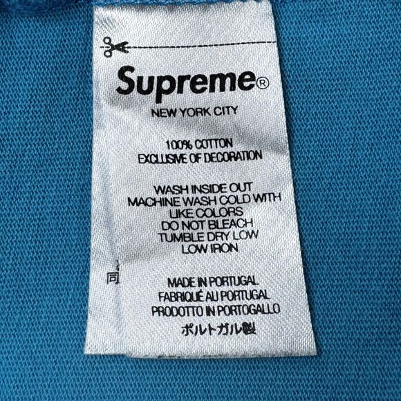 Supreme Box Logo Tee XXL Blue Red Patch Made in Portugal Skate Streetwear - Picture 9 of 13